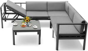 Set da salotto COSTWAY in alluminio, salotto da giardino per 4-5 persone, set di mobili da giardino con tavolino da caffè, cuscini, salotto angolare per giardino, terrazza e balcone
