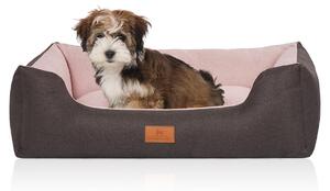 Cuccia per cani Luke in velluto con raffinata trama intrecciata a mano, colore nero-rosa