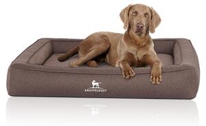 Lettino ortopedico per cani Knuffelwuff in velluto con carattere intrecciato a mano Youcome XL grigio-marrone