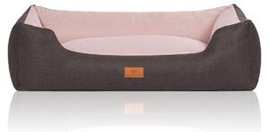 Lettino per cani Luke in velluto con carattere finemente intrecciato a mano XL nero-rosa