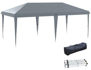 Outsunny Gazebo Pieghevole da Giardino Pop-up, Tendone per Feste con Sacca di Trasporto, 6x3 m, Grigio | Aosom Italy