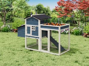 Pollaio con recinto e orto 4 galline L. 168 x P. 64 x H. 109 cm Blu e bianco - CAMPORA
