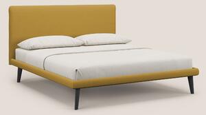 Noel letto minimal scandinavo con piedi in mogano e tessuto fiammato i