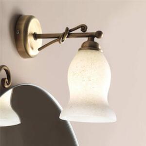 Lampada da Bagno Applique Bronzo LINEA RETRO' Dimensione 11x19,5 x h 23 cm Lampada in Vero bianco satinato finitura bronzo vintage