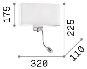 Applique Moderna Hotel Metallo Canvas 2 Luci E27+Led 1,5W
