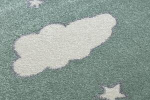 Tappeto PETIT MOON stelle, nuvole verde