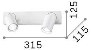 Applique Moderna Rudy Metallo Bianco 2 Luci 7W 3000K Luce Calda