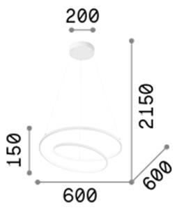 Sospensione Moderna Oz Metallo Bianco Led 48W 3000K Luce Calda D60Cm On-Off