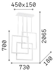 Sospensione Moderna Frame Alluminio Nero Led 80W 3000K Luce Calda