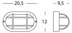 Plafoniera Esterno Con Gabbia Echo Ovale Termoplastica E Vetro Nero 1 Luce E27