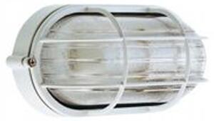 Applique Da Esterno Industriale Ovale Alluminio E Vetro Bianco 1 Luce E27
