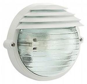 Applique Da Esterno Moderna Palpebra Tonda Alluminio E Vetro Bianco 1 Luce E27