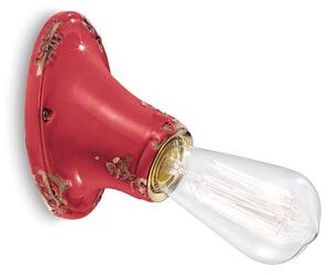 Applique Vintage Senza Diffusore Ceramica Rosso 1 Luce E27