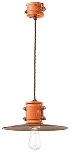 Lampadario Vintage Urban Ferro E Ceramica Arancio 1 Luce E27 40Cm