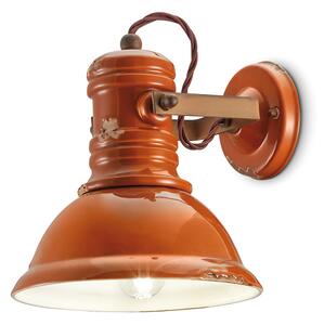 Applique Industrial Ferro E Ceramica Vintage Arancio 1 Luce E27