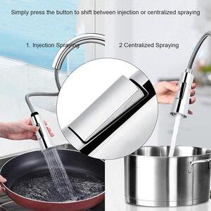 Rubinetto da cucina galvanizzato con testa a spruzzo sostituibile e componenti resistenti