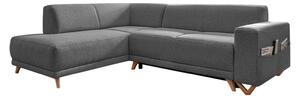 Divano angolare grigio allungabile e con contenitore (penisola a sinistra/a L) Classy Sophie – Miuform