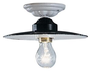 Plafoniera Industrial Potenza Ferro E Ceramica Nero Diam. 35Cm 1 Luce E27