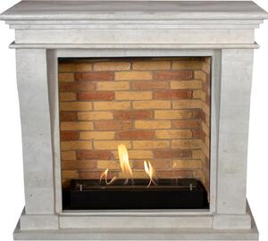 Caminetto a etanolo Xaralyn - Kreta-Mini BST-SWP - pietra naturale levigata bianca - riscaldamento a 3 kW - caminetto da incasso incluso - caminetto decorativo