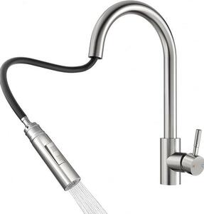 Miscelatore da cucina Ibenzoa® – flessibile, rotazione a 360°, con doccetta estraibile, alta pressione, acciaio inossidabile, per acqua calda e fredda, maniglia ergonomica