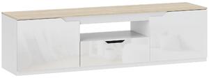 HOMCOM Mobile TV lucido con 3 scomparti e cassetto, 160x38x43 cm, legno naturale | Aosom Italy