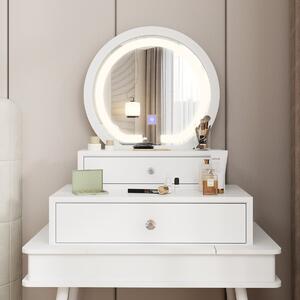 Costway Specchio da trucco illuminato a LED con 3 modalità di colore controllo touch intelligente, Specchio da tavolo con luci Bianco
