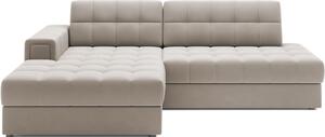 Divano angolare beige allungabile (con penisola a sinistra/con chaise lounge) con rivestimento in velluto Blezalt – ELTAP