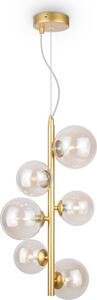 Lampada a sospensione Maytoni in vetro dorato Dallas MOD545PL-06G a 6 luci, altezza 170 cm