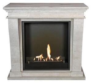 Caminetto a etanolo Xaralyn - Kreta-Mini BIU-SWP - pietra naturale levigata bianca - riscaldamento a 3 kW - caminetto da incasso incluso - caminetto decorativo