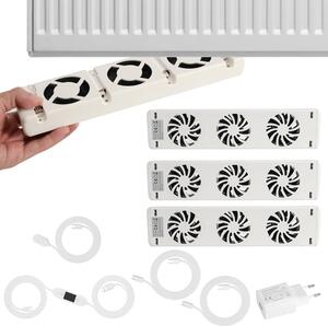 Ventilatore per termosifoni Peviasot, set da 3, con magnete, portata d'aria di 90 CFM, termostato