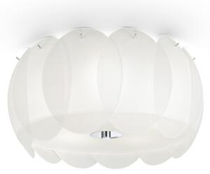 Plafoniera Moderna Ovalino Vetro Bianco 5 Luci E27