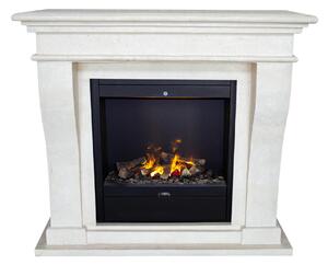 Caminetto elettrico Xaralyn con vapore acqueo - Kreta EAL-SWP - pietra naturale levigata bianca - riscaldamento 1500 watt - con telecomando - caminetto a vapore acqueo Opti-Myst - caminetto da incasso incluso - caminetto decorativo