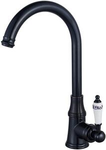Rubinetto da cucina retrò Ibbenzoa® in ottone – miscelatore nero per lavello, elevata resistenza alla pressione, bocchetta girevole a 360°, valvola in Vetroceramica, finitura in bronzo spazzolato