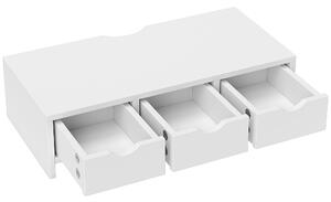 HOMCOM Rialzo monitor con 3 cassetti e supporto per PC portatile, 51x24x13 cm, bianco | Aosom Italy