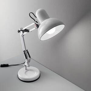 Lampada Da Scrivania-Ufficio Moderna Kelly Metallo Bianco 1 Luce E27