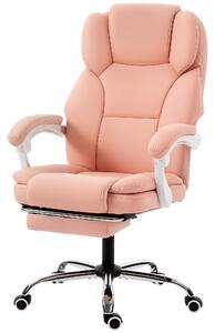 HOMCOM Sedia da ufficio ergonomica reclinabile in pelle sintetica e altezza regolabile, rosa | Aosom Italy