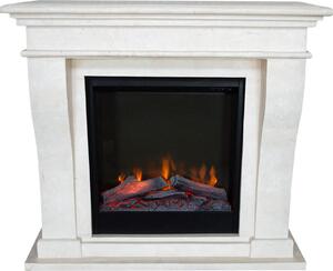Caminetto elettrico Xaralyn - Kreta ELE-SBP - pietra naturale levigata bianca - riscaldamento 1500 watt - con telecomando - caminetto da incasso incluso - caminetto decorativo