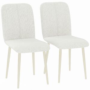 HOMCOM Set 2 sedie da pranzo imbottite in tessuto con gambe leggere, crema | Aosom Italy