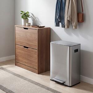 Costway Pattumiera differenziata 60L in acciaio inossidabile con 2 secchi rimovibili e pedale, Bidone riciclaggio per cucina soggiorno Acciaio inossidabile