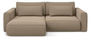 Divano angolare marrone chiaro allungabile/con contenitore (con penisola a sinistra/con chaise lounge) con rivestimento in velluto Kapua – Makamii