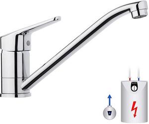Rubinetto da cucina Ibenzoa® (per bassa pressione), in rame – con bocchetta girevole a 360°, dotato di 3 tubi di collegamento certificati DVGW, compatibile con scaldabagni aperti