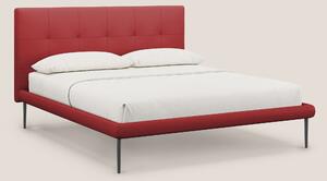 Midori letto imbottito trapuntato in ecopelle con piedini alti T04 ros