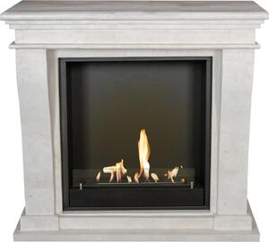 Caminetto a etanolo Xaralyn - Kreta-Mini BIU-SWU - pietra naturale bianca - riscaldamento a 3 kW - caminetto da incasso incluso - caminetto decorativo