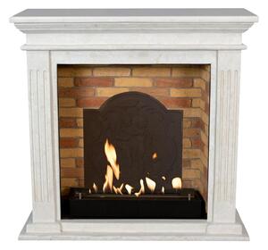 Caminetto a etanolo Xaralyn - Cadiz BME-SWP - pietra naturale levigata bianca - riscaldamento a 3 kW - caminetto da incasso incluso - caminetto decorativo