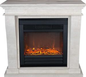 Caminetto elettrico Xaralyn - Kreta-Mini ELU-SWU - pietra naturale bianca - riscaldamento 1400 Watt - con telecomando - caminetto da incasso incluso - caminetto decorativo