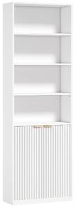 HOMCOM Libreria a 6 Livelli con 4 Scomparti Aperti e 2 Ante, 60x24x182 cm, Bianco | Aosom Italy