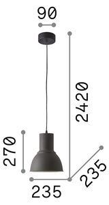 Sospensione Industrial-Minimal Breeze Metallo Grigio 1 Luce E27 D23,5Cm