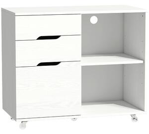 HOMCOM Mobile Porta Stampante con Ruote, 3 Cassetti e Ripiani Aperti, 80x40x68 cm, Bianco | Aosom Italy