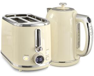 HOMCOM Set Bollitore 1,7 L e Tostapane con Display LED e Mantenimento Calore, Crema | Aosom Italy