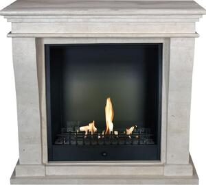 Caminetto a etanolo Xaralyn - Kreta-Mini BCL-SWP - pietra naturale levigata bianca - riscaldamento a 3 kW - caminetto da incasso incluso - caminetto decorativo